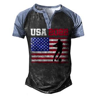 Usa Soccer Team 2022 United States Flag Futbol Cup Men's Henley Shirt Raglan Sleeve 3D Print T-shirt - Thegiftio UK