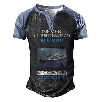 Uss Saratoga Cv-60 Veterans Day Father Day Men's Henley Shirt Raglan Sleeve 3D Print T-shirt - Thegiftio UK