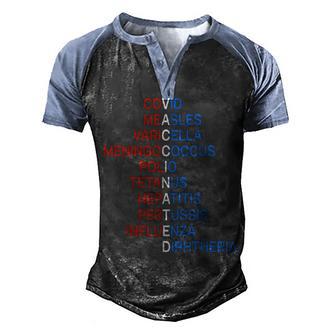Vaccinated Covid Measles Varicella Meningococcus Polio V2 Men's Henley Shirt Raglan Sleeve 3D Print T-shirt - Thegiftio UK