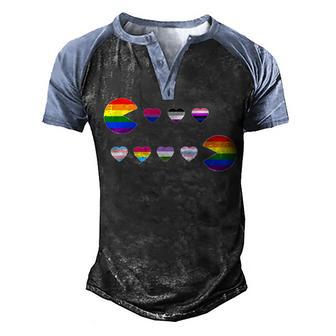 Video-Game Funny Gaming Lgbt-Q Ally Pride Flag Gamer Men's Henley Shirt Raglan Sleeve 3D Print T-shirt - Thegiftio UK