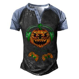 Video Games Halloween Jack O Lantern Gamer Boys Kids Men Men's Henley Shirt Raglan Sleeve 3D Print T-shirt - Thegiftio UK