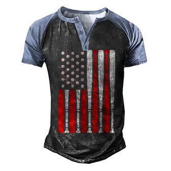 Vintage American Flag Baseball Dad Men Boy Kids 4Th Of July Men's Henley Shirt Raglan Sleeve 3D Print T-shirt - Thegiftio UK