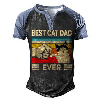 Vintage Best Cat Dad Ever Funny Cat Daddy Father Day Gift Men's Henley Shirt Raglan Sleeve 3D Print T-shirt - Thegiftio UK