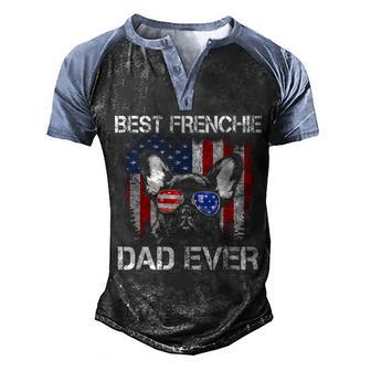 Vintage Best Frenchie Dad Ever Us Flag Dog Dad Fathers Day Men's Henley Shirt Raglan Sleeve 3D Print T-shirt - Thegiftio UK