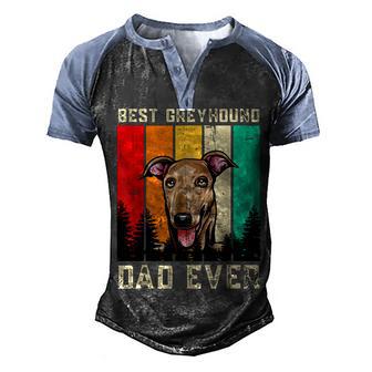 Vintage Best Greyhound Dad Ever Dog Father Paw Dad Men's Henley Shirt Raglan Sleeve 3D Print T-shirt - Thegiftio UK
