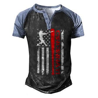Vintage Cincinnati Baseball American Us Flag Men's Henley Shirt Raglan Sleeve 3D Print T-shirt - Thegiftio UK