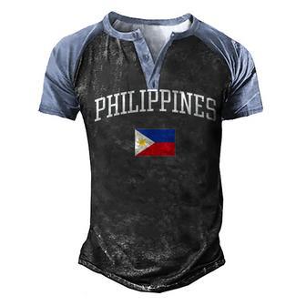 Vintage Flag Of Philippines Love Your Country Men's Henley Shirt Raglan Sleeve 3D Print T-shirt - Thegiftio UK