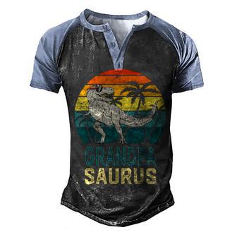 Vintage Grandpasaurus Dinosaur T Rex Matching Family Saurus Men's Henley Shirt Raglan Sleeve 3D Print T-shirt - Thegiftio UK