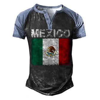 Vintage Mexico Flag Mexico Pride Clothing Sports Jersey Men's Henley Shirt Raglan Sleeve 3D Print T-shirt - Thegiftio UK