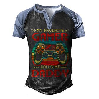 Vintage My Favorite Game Calls Me Daddy Fathers Day Gaming Men's Henley Shirt Raglan Sleeve 3D Print T-shirt - Thegiftio UK