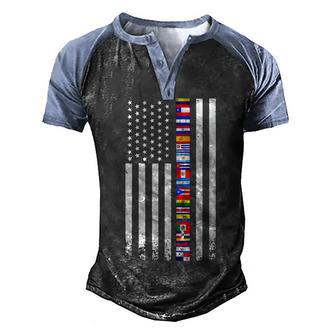 Vintage National Hispanic Heritage Month Spain Latina Flag V2 Men's Henley Shirt Raglan Sleeve 3D Print T-shirt - Thegiftio UK