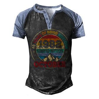 Vintage October 1982 Limited Edition 40Th Birthday Gifts Men Men's Henley Shirt Raglan Sleeve 3D Print T-shirt - Thegiftio UK