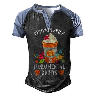 Vintage Pumpkin Spice And Fundamental Rights Men's Henley Shirt Raglan Sleeve 3D Print T-shirt - Thegiftio UK