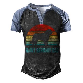Vintage Saint Bernard Dad - Dog Lover Men's Henley Shirt Raglan Sleeve 3D Print T-shirt - Thegiftio UK