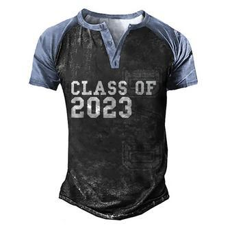 Vintage Senior 2023 Class Grad Proud Dad Class Of 2023 V2 Men's Henley Shirt Raglan Sleeve 3D Print T-shirt - Thegiftio UK