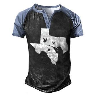 Vintage Texas Dove Hunting Gift - Bird Hunter Men's Henley Shirt Raglan Sleeve 3D Print T-shirt - Thegiftio UK