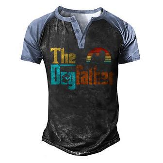 Vintage The Dogfather Shih Tzu Dog Owner Men's Henley Shirt Raglan Sleeve 3D Print T-shirt - Thegiftio UK