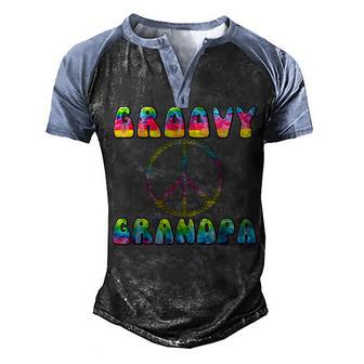 Vintage Tie Dye Peace Sign Groovy Grandpa Men's Henley Shirt Raglan Sleeve 3D Print T-shirt - Thegiftio UK