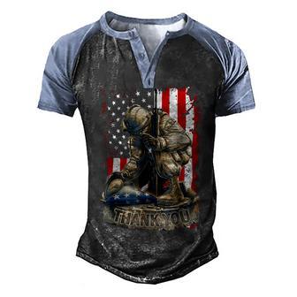 Vintage Us Flag Veteran Thank You Military Boot Memorial Day Men's Henley Shirt Raglan Sleeve 3D Print T-shirt - Thegiftio UK