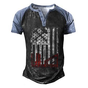 Vintage Usa Ironworker American Flag Iron Worker Patriotic Men's Henley Shirt Raglan Sleeve 3D Print T-shirt - Thegiftio UK
