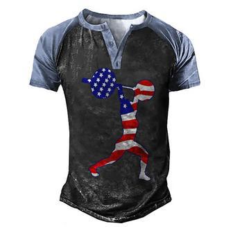 Weightlifting Clean And Jerk Usa Flag Men's Henley Shirt Raglan Sleeve 3D Print T-shirt - Thegiftio UK