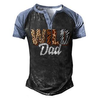 Wild Dad Zoo Born Two Be Wild B-Day Safari Jungle Animal Men's Henley Shirt Raglan Sleeve 3D Print T-shirt - Thegiftio UK