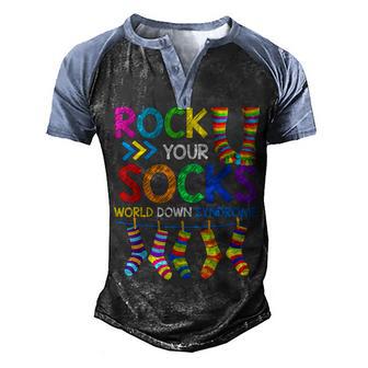 World Down Syndrome Day T Rock Your Socks Awareness Men's Henley Shirt Raglan Sleeve 3D Print T-shirt - Thegiftio UK