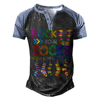 World Down Syndrome Day T Rock Your Socks Awareness V2 Men's Henley Shirt Raglan Sleeve 3D Print T-shirt - Thegiftio UK