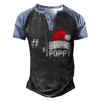 1 Poppy Fishing Santa Christmas Gift Men's Henley Shirt Raglan Sleeve 3D Print T-shirt - Thegiftio UK