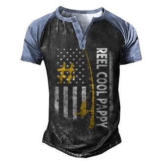 1 Reel Cool Pappy Fishing American Flag Men's Henley Shirt Raglan Sleeve 3D Print T-shirt - Thegiftio UK
