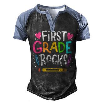 1St Grade Teacher Gift Men's Henley Shirt Raglan Sleeve 3D Print T-shirt - Thegiftio UK