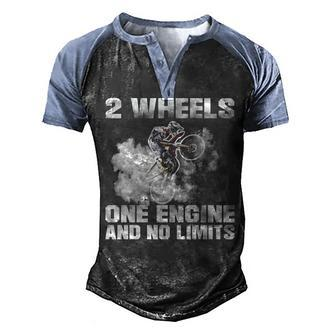 2 Wheels One Engine Men's Henley Shirt Raglan Sleeve 3D Print T-shirt - Seseable