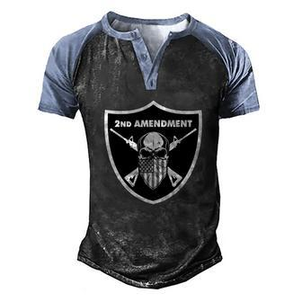 2Nd Amendment Shield Graphic Design Printed Casual Daily Basic Men's Henley Shirt Raglan Sleeve 3D Print T-shirt - Thegiftio UK