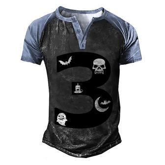 3 Name Charater Dracula Skullcap Candle Bat Moon Ghost Halloween Boo Graphic Design Printed Casual Daily Basic Men's Henley Shirt Raglan Sleeve 3D Print T-shirt - Thegiftio UK