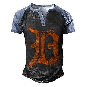 313 Detroit Michigan Vintage Old English D Area Code Graphic Design Printed Casual Daily Basic Men's Henley Shirt Raglan Sleeve 3D Print T-shirt - Thegiftio UK