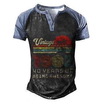 40 Year Old Birthday Vintage 1982 40 Birthday Gift Graphic Design Printed Casual Daily Basic V2 Men's Henley Shirt Raglan Sleeve 3D Print T-shirt - Thegiftio UK