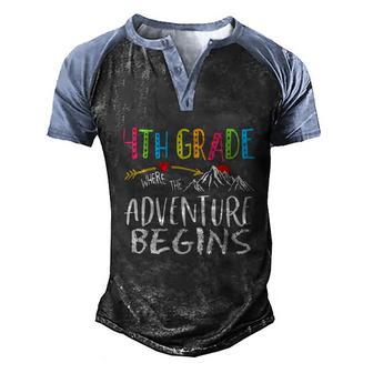 4Th Grade Funny Where The Adventure Begins Teachers Graphic Design Printed Casual Daily Basic Men's Henley Shirt Raglan Sleeve 3D Print T-shirt - Thegiftio UK