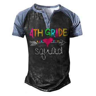 4Th Grade Squad Fourth Teacher Student Team Back To School Men's Henley Shirt Raglan Sleeve 3D Print T-shirt - Thegiftio UK