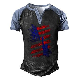 4Th Of July Usa Flag American Patriotic Statue Of Liberty Men's Henley Raglan T-Shirt | Mazezy
