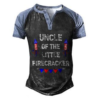 4Th Of July Birthday Gift Uncle Of The Little Firecracker Cool Gift Graphic Design Printed Casual Daily Basic Men's Henley Shirt Raglan Sleeve 3D Print T-shirt - Thegiftio UK