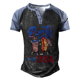 4Th Of July Food Party In The Usa Funny Hot Dog Lover Shirt Graphic Design Printed Casual Daily Basic Men's Henley Shirt Raglan Sleeve 3D Print T-shirt - Thegiftio UK