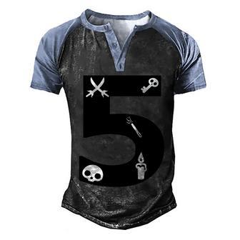 5 Birthday Party Magic Stick Funny Halloween Quote Graphic Design Printed Casual Daily Basic Men's Henley Shirt Raglan Sleeve 3D Print T-shirt - Thegiftio UK