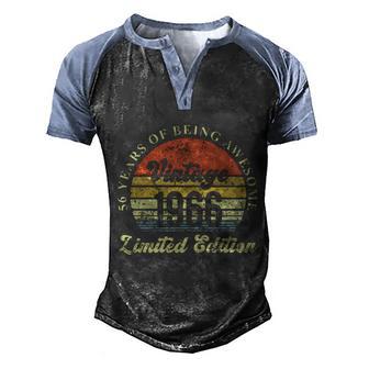56 Years Of Being Awesome Vintage 1966 Limited Edition Men's Henley Shirt Raglan Sleeve 3D Print T-shirt - Thegiftio UK