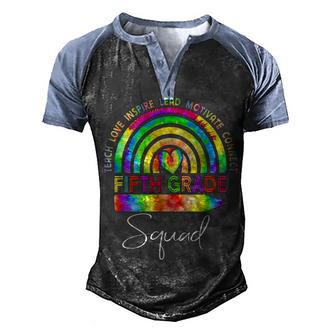 5Th Fifth Grade Teacher Squad Tie Dye Rainbow Back To School Men's Henley Shirt Raglan Sleeve 3D Print T-shirt - Thegiftio UK
