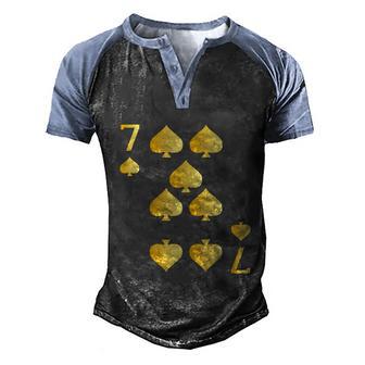 7 Of Spades Playing Card Costume Funny Halloween Gifts Graphic Design Printed Casual Daily Basic Men's Henley Shirt Raglan Sleeve 3D Print T-shirt - Thegiftio UK
