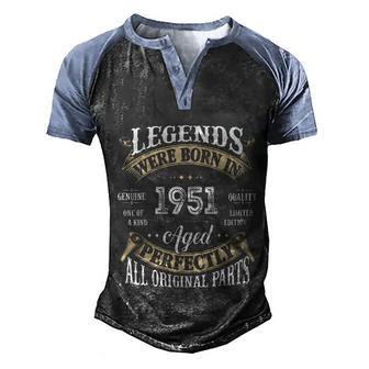 71Th Birthday Vintage Legends Born In Men's Henley Shirt Raglan Sleeve 3D Print T-shirt - Thegiftio UK