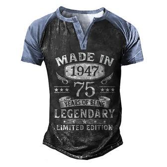75 Years Old Made In 1947 Shirt 75Th Birthday Gift Men's Henley Shirt Raglan Sleeve 3D Print T-shirt - Thegiftio UK