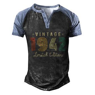 80 Years Old Gift Vintage 1942 Limited Edition 80Th Birthday Graphic Design Printed Casual Daily Basic Men's Henley Shirt Raglan Sleeve 3D Print T-shirt - Thegiftio UK