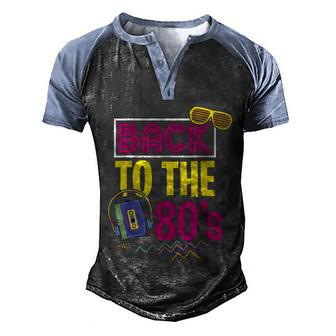 80S Party Theme Party Outfit Costume Vintage Retro V2 Men's Henley Shirt Raglan Sleeve 3D Print T-shirt - Thegiftio UK