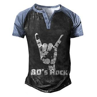80S Rock Band Back To Retro Rock Lover Men's Henley Shirt Raglan Sleeve 3D Print T-shirt - Thegiftio UK